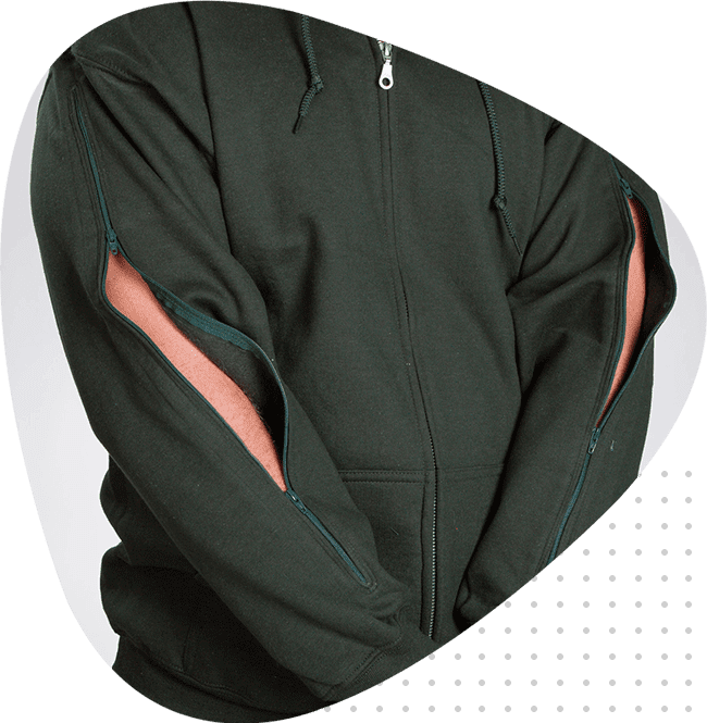 Customized dual arm zip-up hoodie