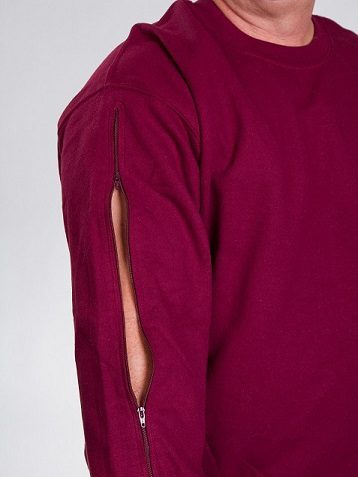 Buy Sinsay men split neck plain long sleeve sweatshirts maroon