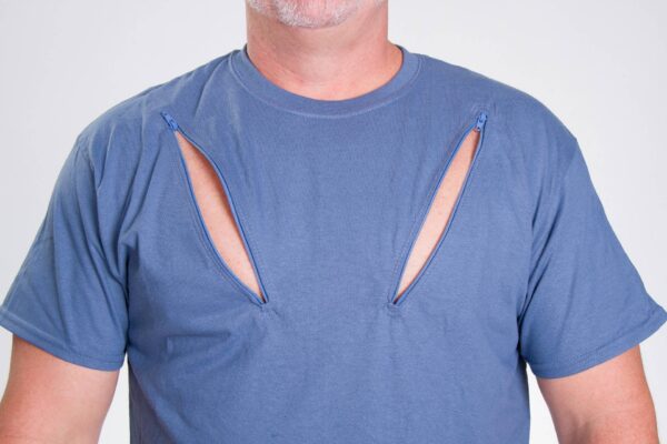 Dual chest zip Blue Shirt