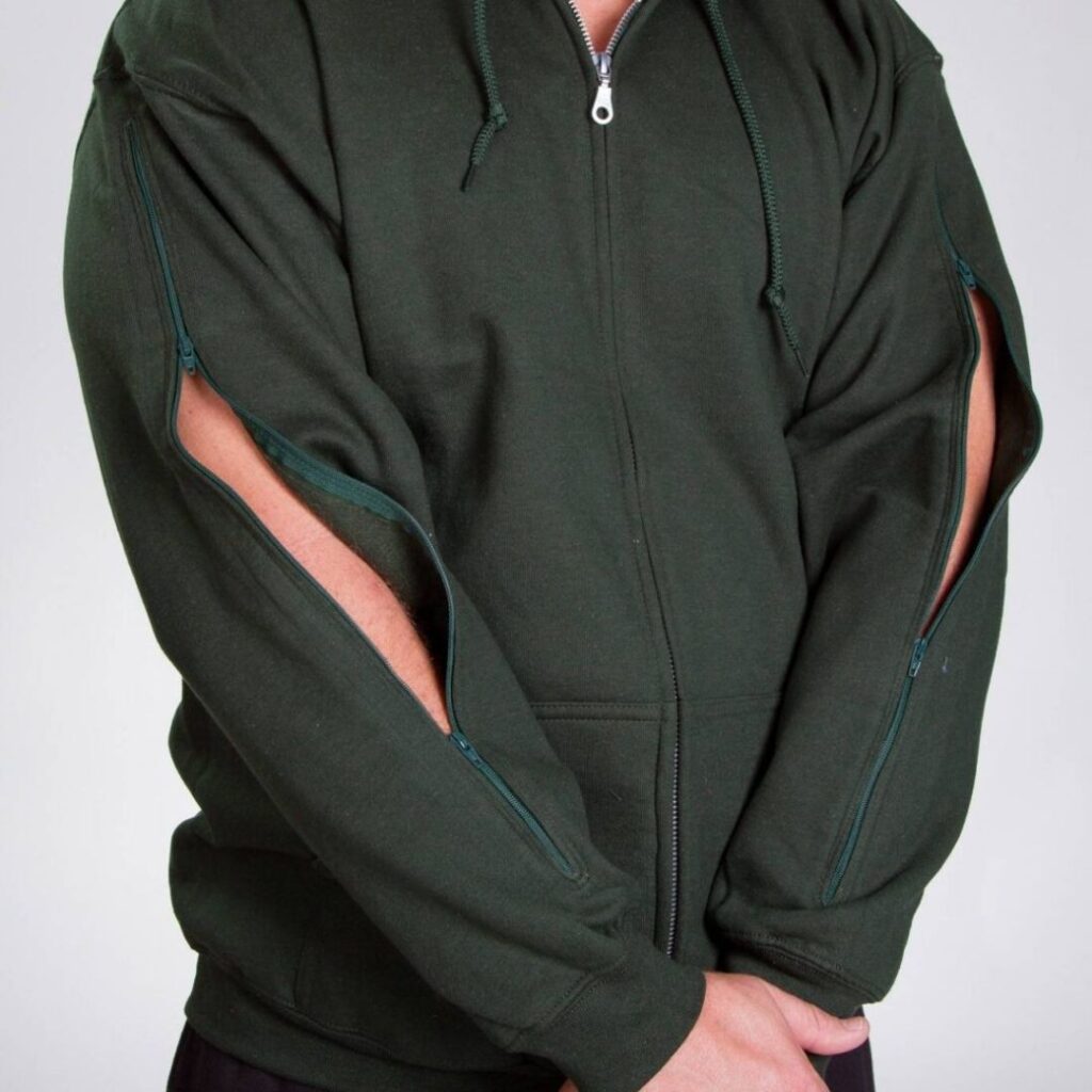 Men's green shirt zipper